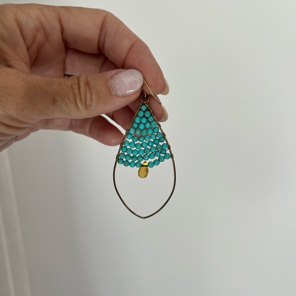 Turquoise Beaded Teardrop Earring